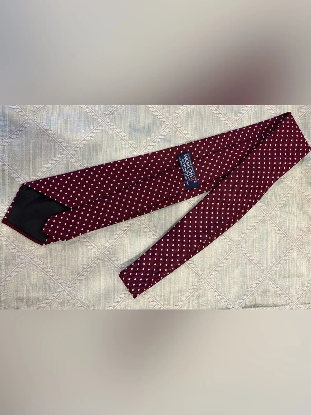 Wemlon II by Wembley Maroon Tie with White Polka Dots